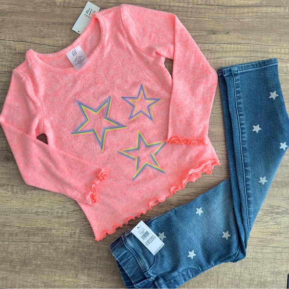 GAP - Superstar Long Sleeve and Glitter Star Jeggings Set - Picture 1 of 2